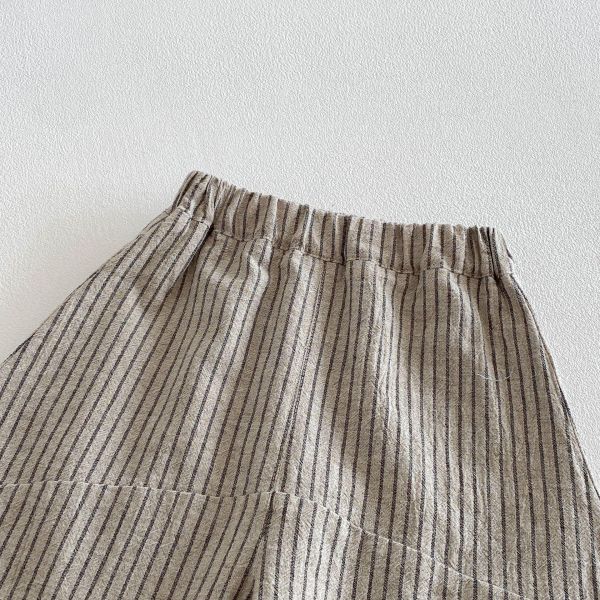 韓版豎條紋寬鬆燈籠休閒褲 