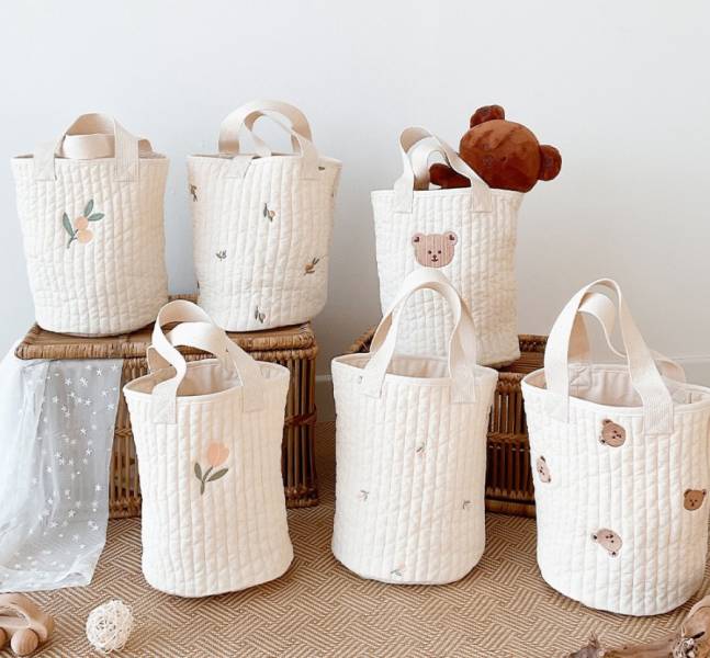 韓同款刺繡手提收納包 