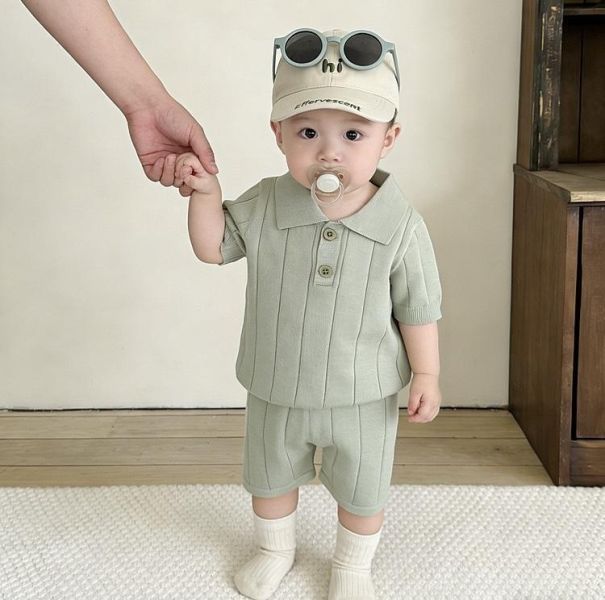 素色彈力螺紋針織兩件式套裝(3色) 