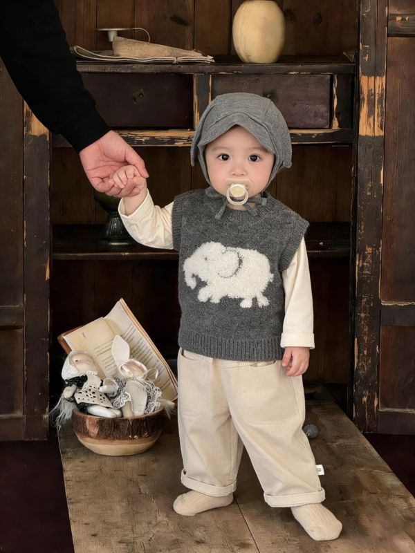 大象鉤花針織背心/上衣/休閒褲 