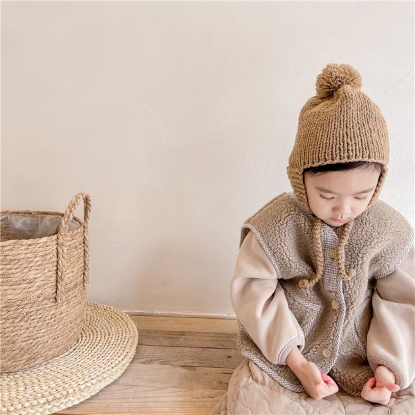 滾邊羊羔毛雙口袋背心 