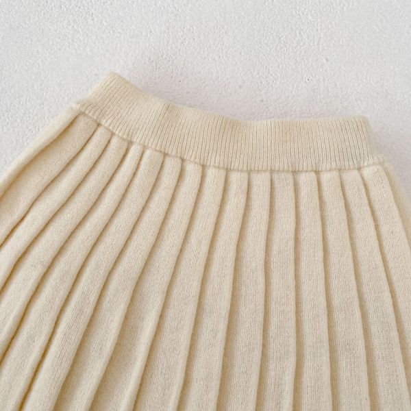 百搭素色針織百褶裙 