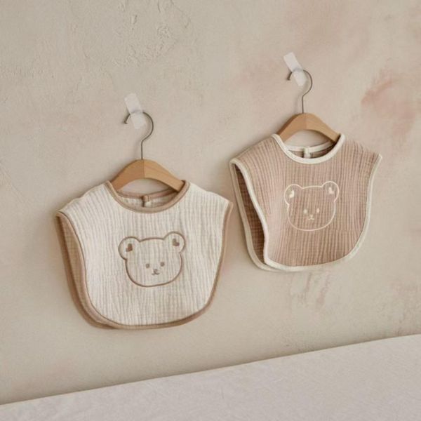 小熊紗布棉吸濕透氣口水圍兜 