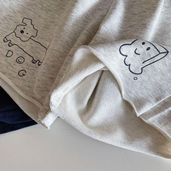 毛邊不修邊狗狗印花棉褲短褲 