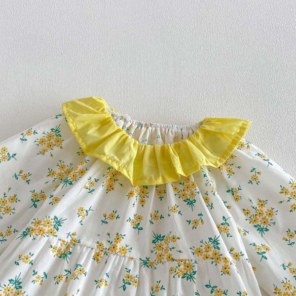 春夏亮眼黃田園碎花包屁衣+帽 