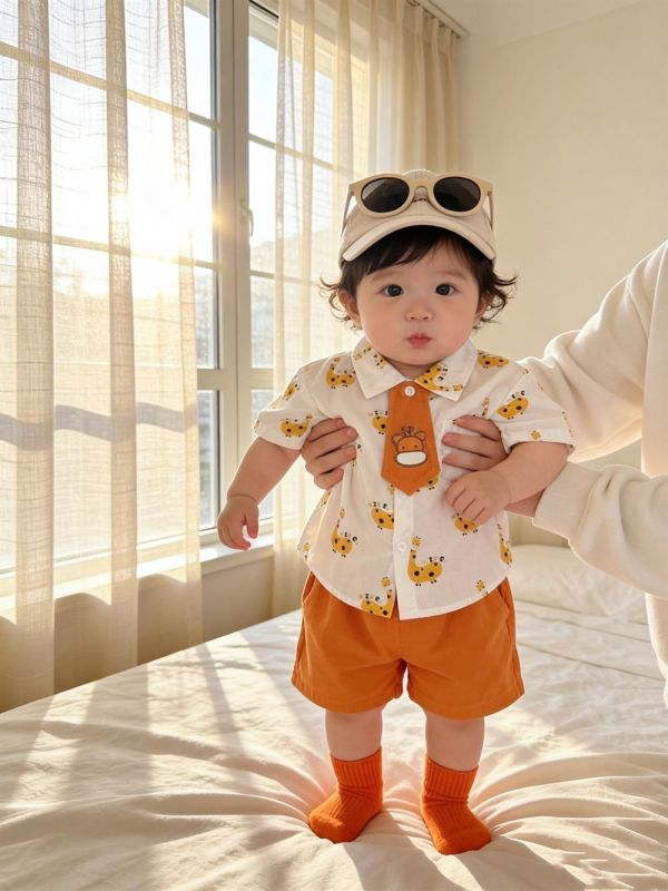 可拆式領帶襯衫+短褲套裝(3款) 