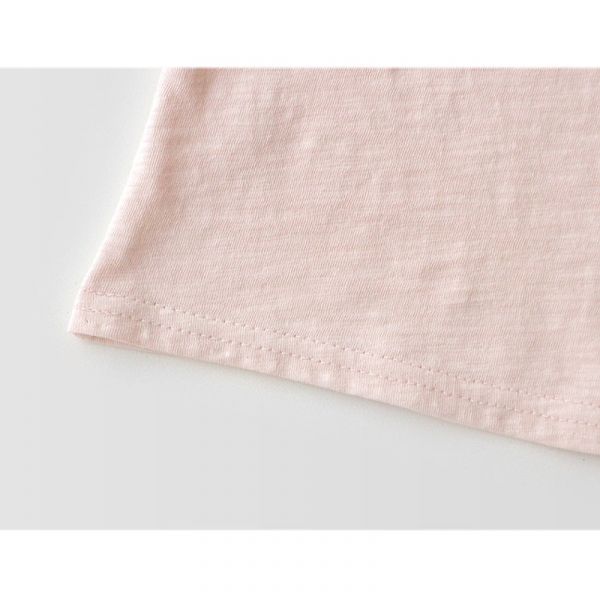 肩開釦竹節棉素面短袖上衣 