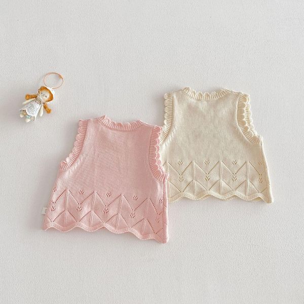 早春兔子/小熊刺繡花邊背心 