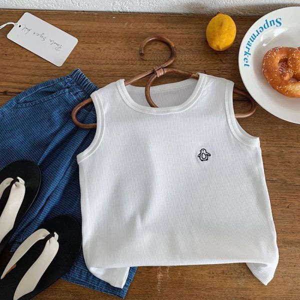 素色簡約動物刺繡百搭背心 