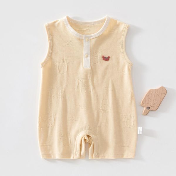 雙釦螃蟹壓紋包屁衣/連身裝 