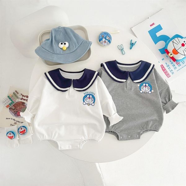 海軍風大翻領小叮噹包屁衣+襪(2色) 