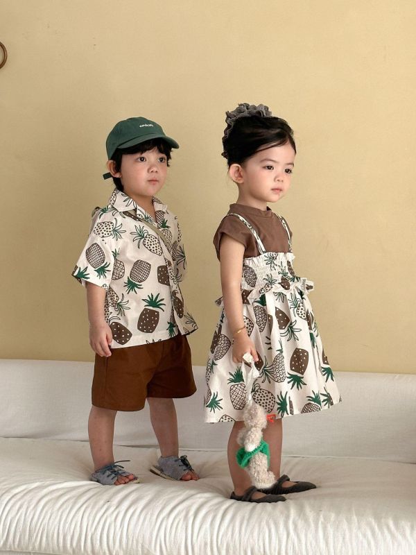 男女童夏日鳳梨兩件式套裝 