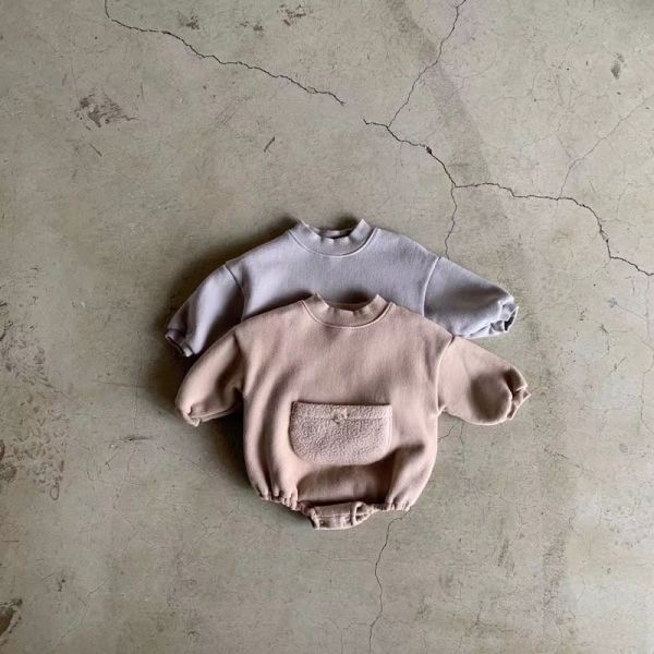 毛絨大口袋加絨包屁衣 