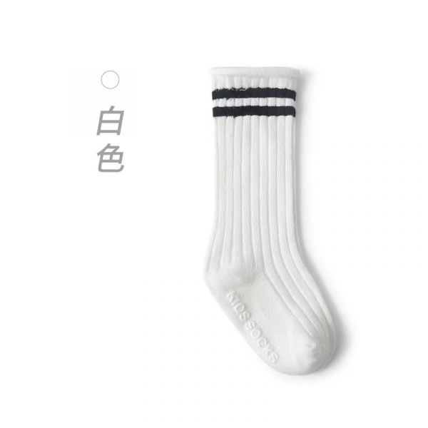 卷邊雙槓新生兒止滑長筒襪 