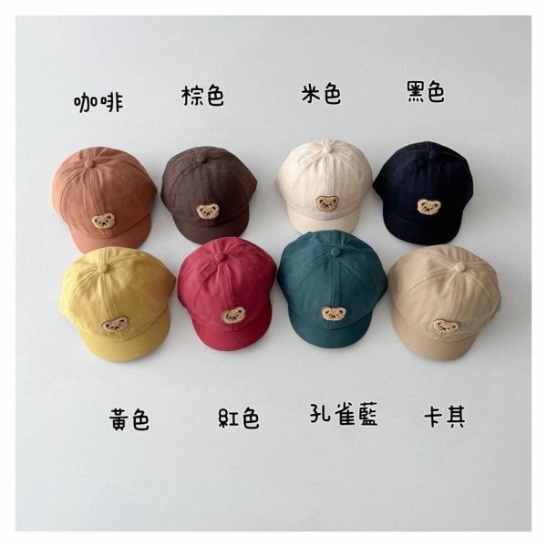 糖果色小熊刺繡棒球帽 