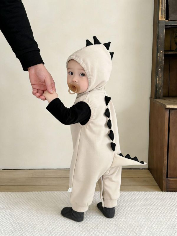 條紋上衣/恐龍造型連帽連身裝 