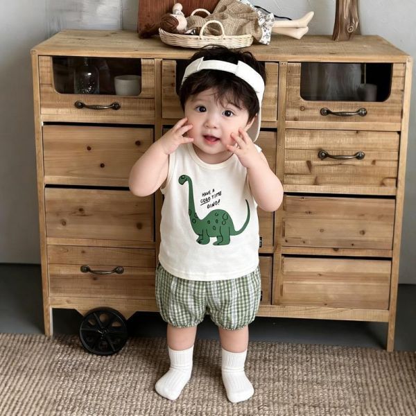 動物條紋套裝/恐龍背心套裝 