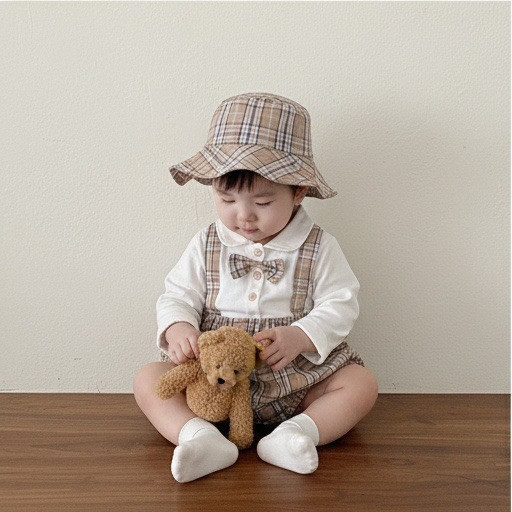 假兩件紳士寶寶包屁衣(含帽) 