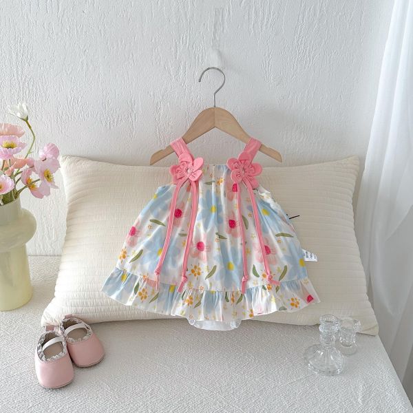 滿印碎花小花背帶包屁裙 