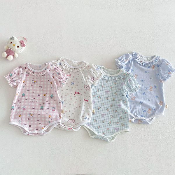 超萌花邊圓領可愛印花彈力包屁衣 