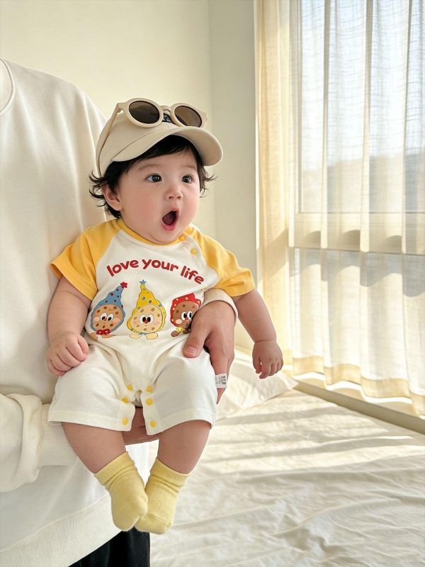 薯條/餅乾黃拼袖連身裝 