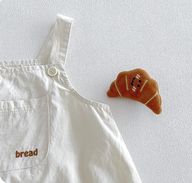 條紋背心+可頌麵包吊帶褲套裝 