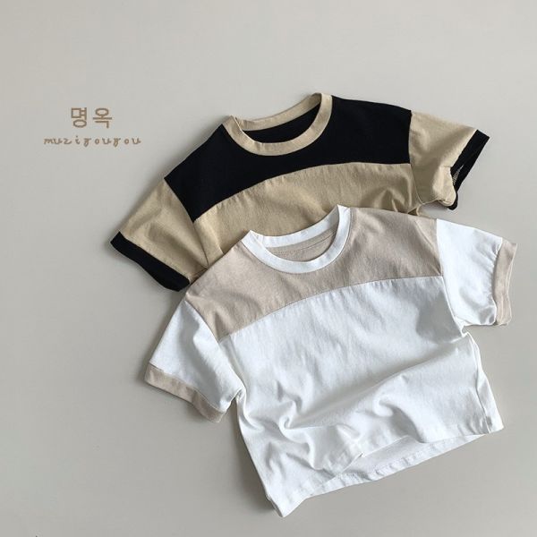 拼色純棉百搭休閒上衣 