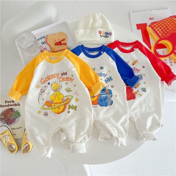 可愛Elmo印花拼袖連身裝(3色) 