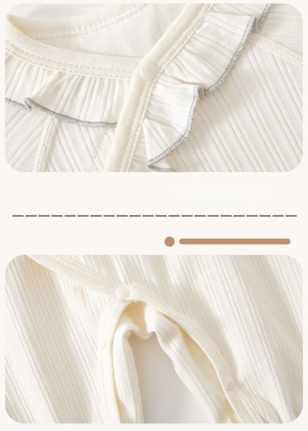 新生兒花邊荷葉領開釦連身裝 