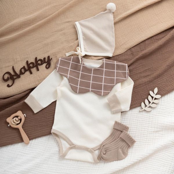 新生兒百搭螺紋極簡包屁衣系列(3色) 