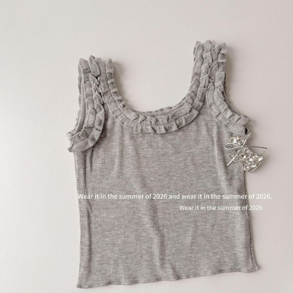 木耳花邊背心素色/點點背心 