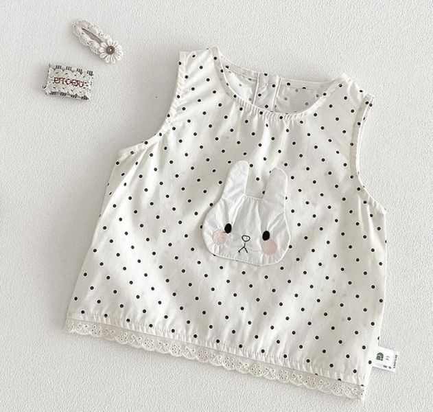 點點兔子蕾絲背心+蛋糕短裙套裝 