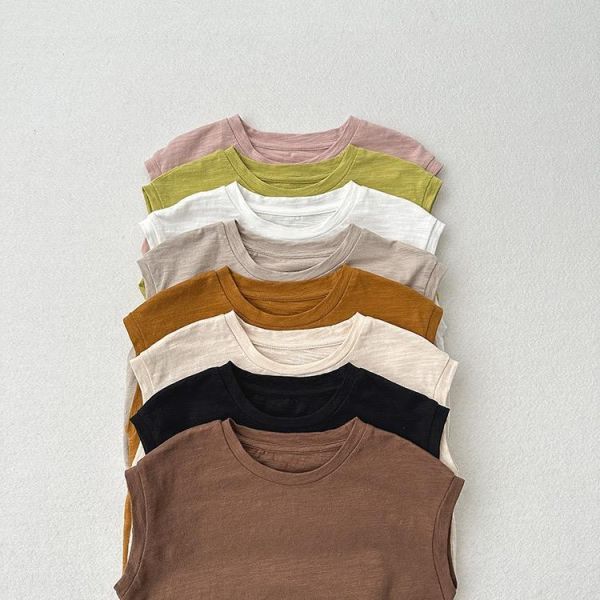 基礎素色竹節棉落肩透氣背心 