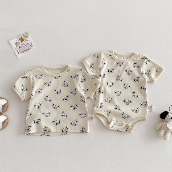 滿版達菲熊包屁衣/上衣/吊帶長褲 