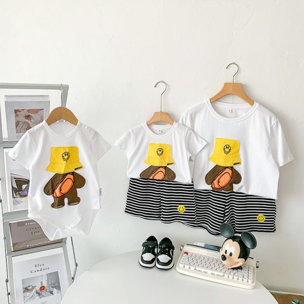 親子款立體刺繡小熊包屁衣/上衣 