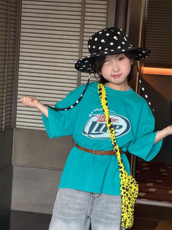 個性字母印花刷舊T恤上衣 