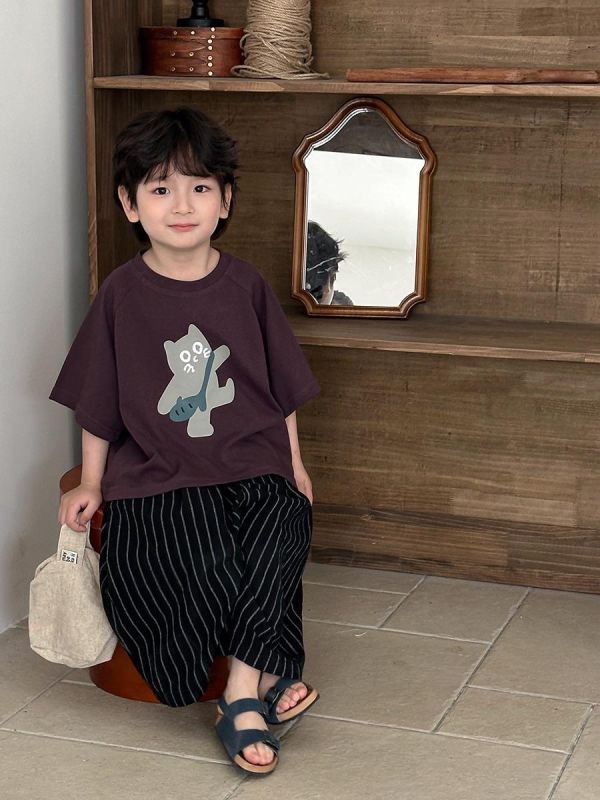 背包貓咪印花寬鬆上衣 