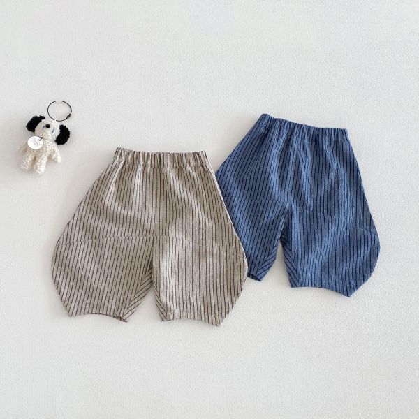 韓版豎條紋寬鬆燈籠休閒褲 