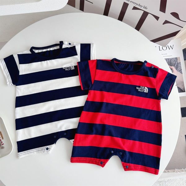 寬版條紋經典兩色連身裝 