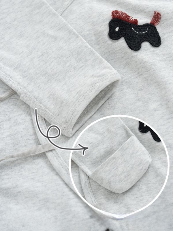 新生兒小馬貼布側開反包手連身裝 