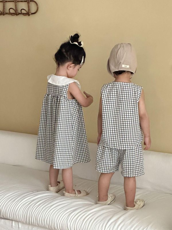 男女童格紋兩件式套裝/洋裝 