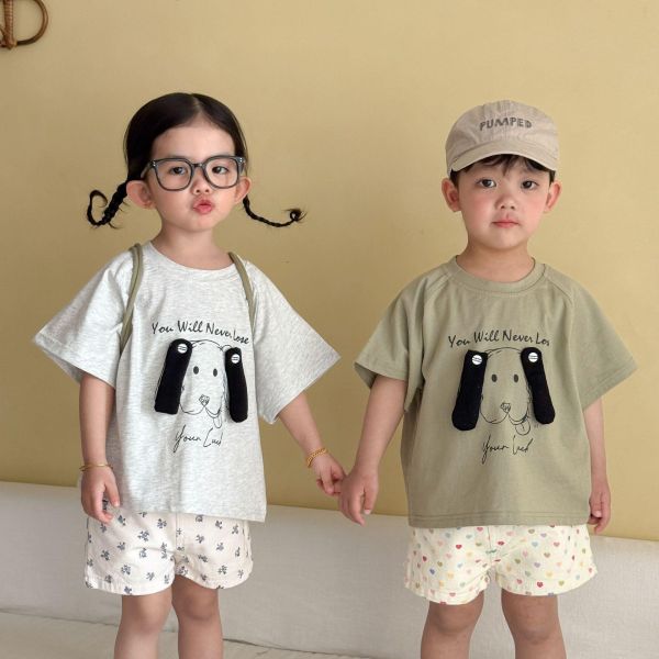 立體狗狗耳朵素色T恤上衣 