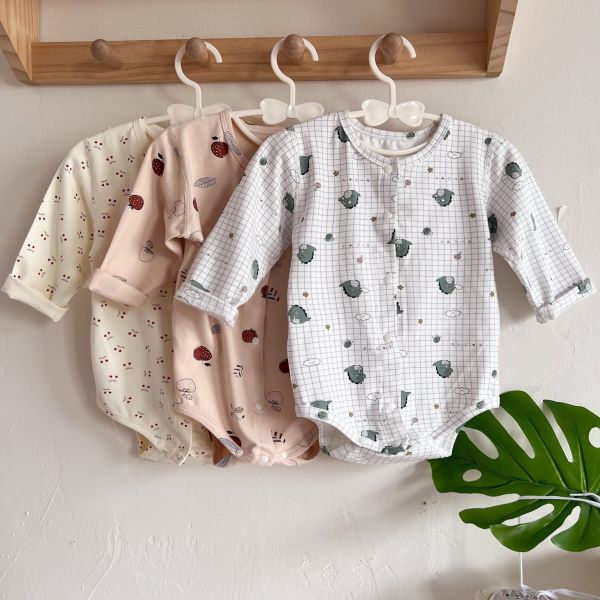 純棉開釦卡通印花包屁衣 