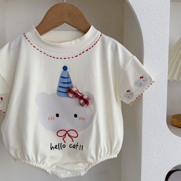 生日帽小熊可愛連袖包屁衣 