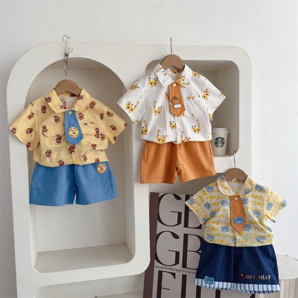 可拆式領帶襯衫+短褲套裝(3款) 