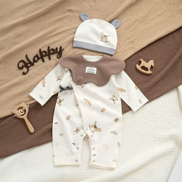 新生兒搖搖馬純棉側開包屁衣/連身裝 