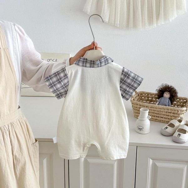 學院風假兩件格紋領帶連身裝 