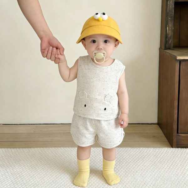 素色河馬造型背心式套裝 