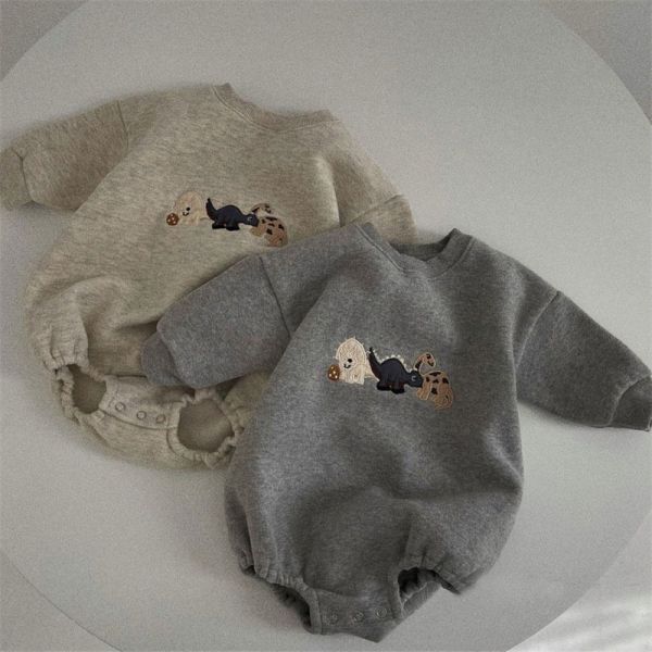 恐龍刺繡素色包屁衣 