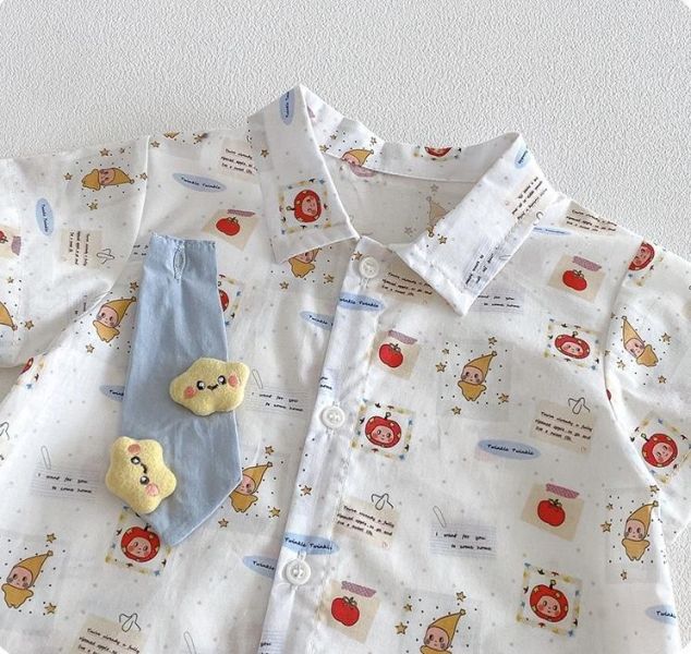 立體星星領帶襯衫連身裝 